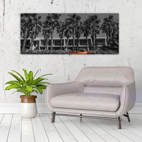Tablou - Mașină roșie, retro (120x50 cm)