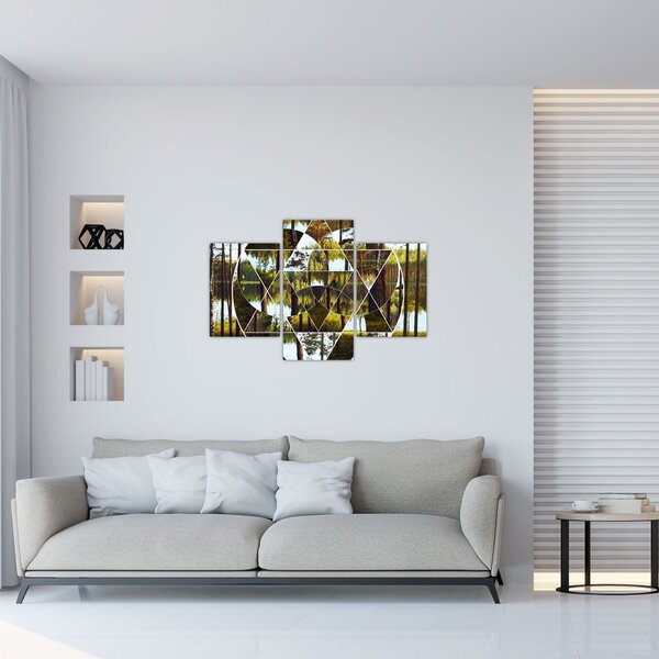 Tablou - Colaj geometric pe fundalul pădurilor nordice (90x60 cm)