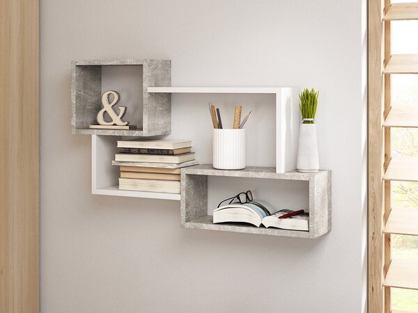Raft de perete Cyzara 005 (beton smart + Alb). 1053867
