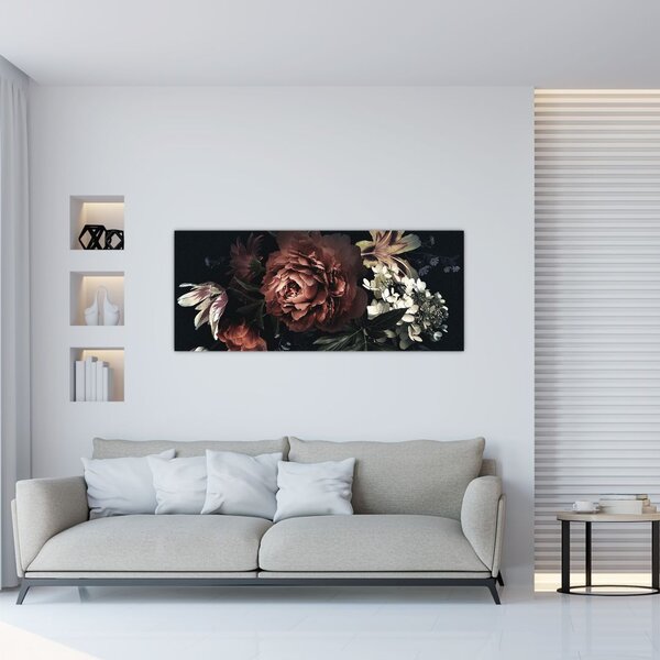 Tablou - Flori întunecate (120x50 cm)