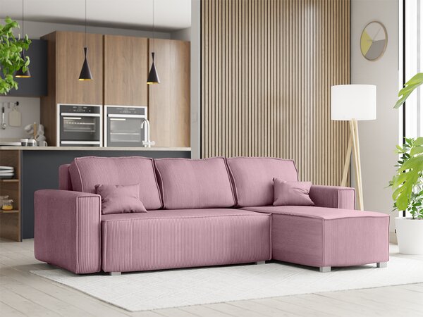 Canapea colt extensibila SMART COSARO mov deschis, cu colt bilateral + 2 perne CADOU