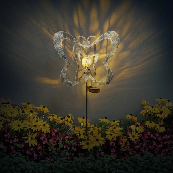 Globo 36581 - Lampă solară LED, LED/0,06 W/3 V, IP44, fluture argintiu