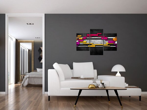 Tablou - Abstrac colorat, fundal negru (90x60 cm)