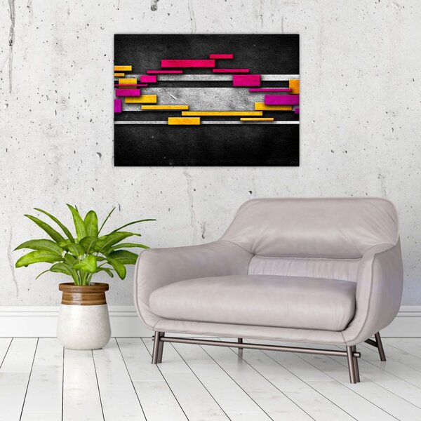 Tablou - Abstrac colorat, fundal negru (70x50 cm)