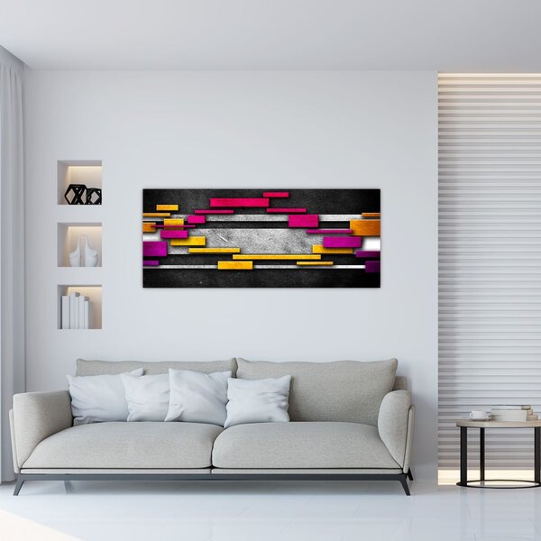 Tablou - Abstrac colorat, fundal negru (120x50 cm)