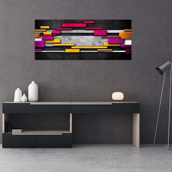 Tablou - Abstrac colorat, fundal negru (120x50 cm)