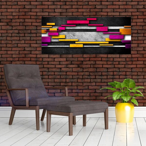 Tablou - Abstrac colorat, fundal negru (120x50 cm)