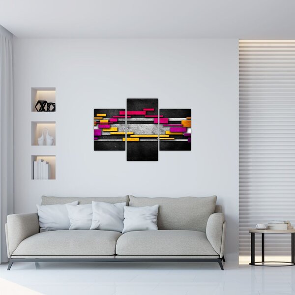Tablou - Abstrac colorat, fundal negru (90x60 cm)