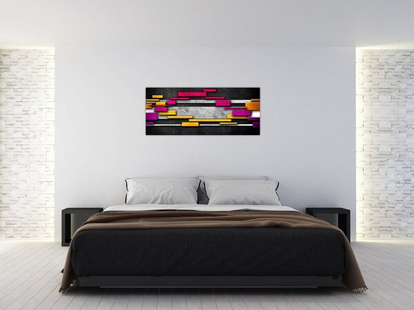 Tablou - Abstrac colorat, fundal negru (120x50 cm)