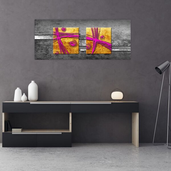 Tablou - Pătratr colorate pe fond negru (120x50 cm)