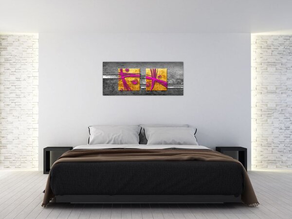 Tablou - Pătratr colorate pe fond negru (120x50 cm)