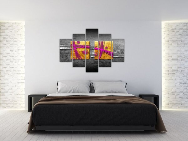Tablou - Pătratr colorate pe fond negru (150x105 cm)