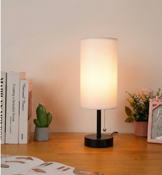 Brilagi - Lampă de birou TABLON cu port USB 1xE27/25W/230V negru/alb
