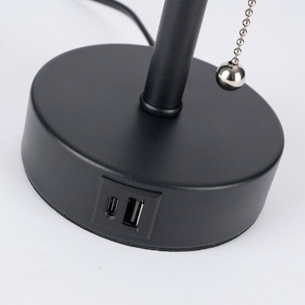 Brilagi - Lampă de birou TABLON cu port USB 1xE27/25W/230V negru/alb
