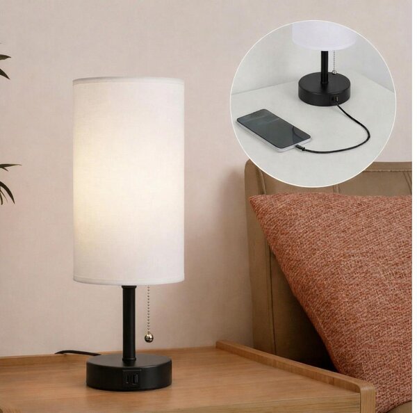 Brilagi - Lampă de birou TABLON cu port USB 1xE27/25W/230V negru/alb