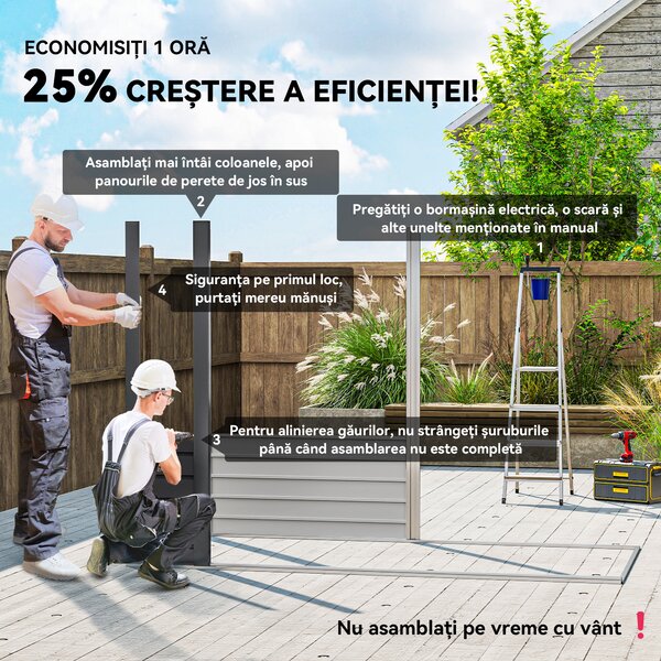 Outsunny Sopron de Gradina de 8 x 4FT Galvanizat Sopron din Metal