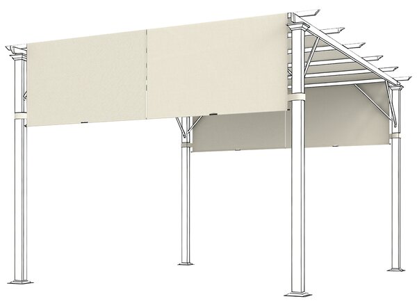 Outsunny Acoperiș pentru Pergolă cu Buzunare și Curele pentru Stâlpi, 488x122 cm, Alb Crem | Aosom Romania