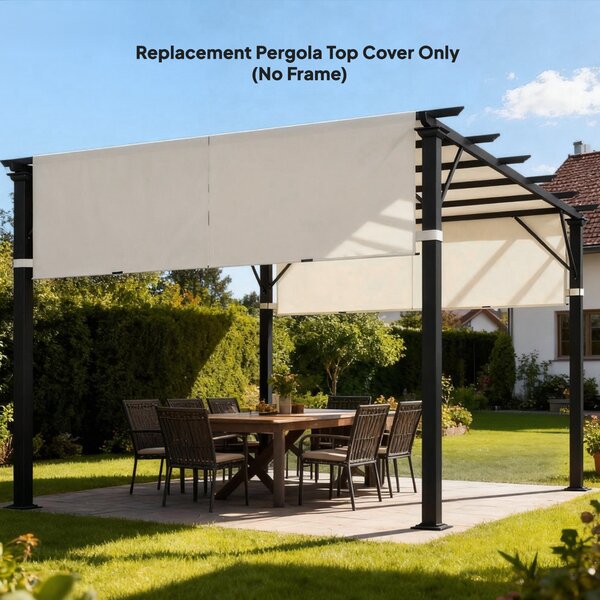 Outsunny Acoperiș pentru Pergolă cu Buzunare și Curele pentru Stâlpi, 488x122 cm, Alb Crem | Aosom Romania