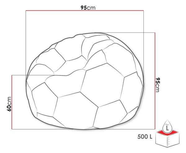 Z0ND0 Fotoliu puf Hannela 500L (Gri piele ecologică + Alb piele ecologică). 1053998