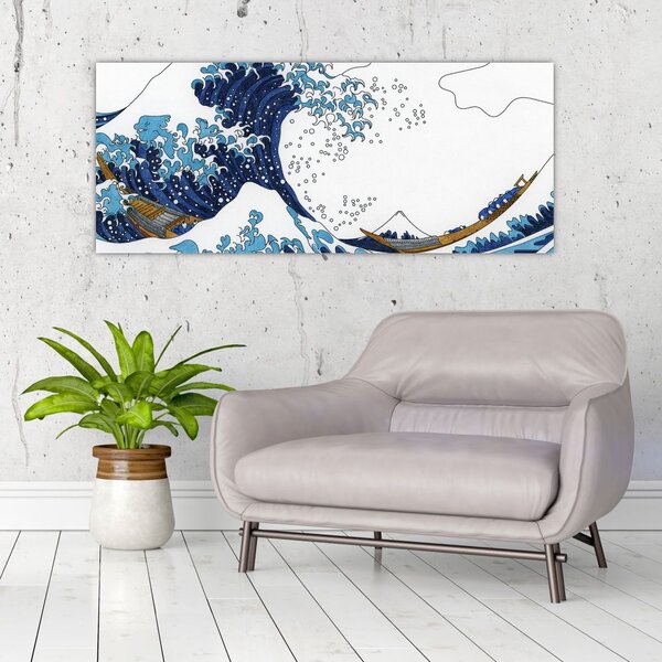 Tablou - Desen japonez, valuri (120x50 cm)