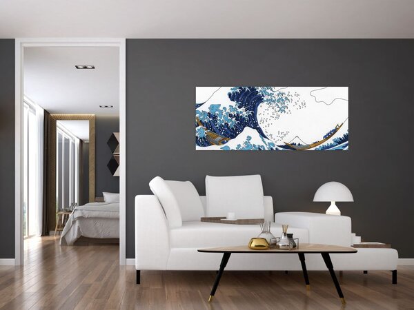 Tablou - Desen japonez, valuri (120x50 cm)