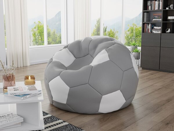 Z0ND0 Fotoliu puf Hannela 500L (Gri piele ecologică + Alb piele ecologică). 1053998