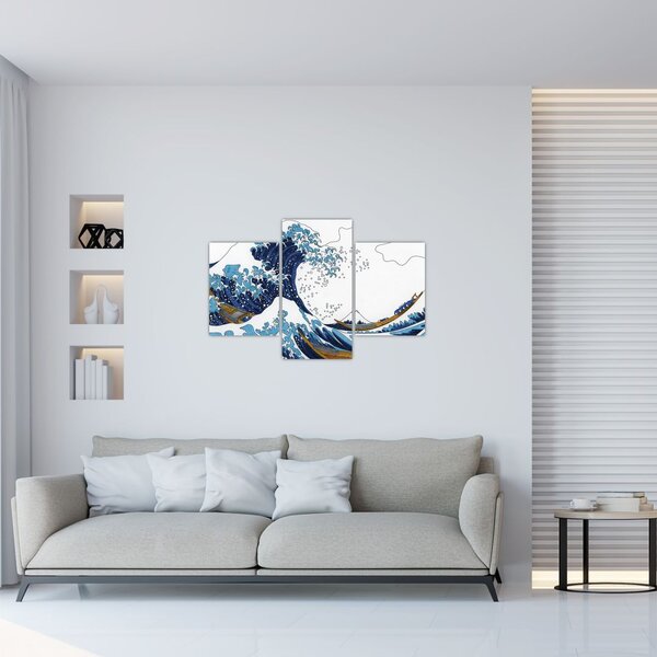 Tablou - Desen japonez, valuri (90x60 cm)