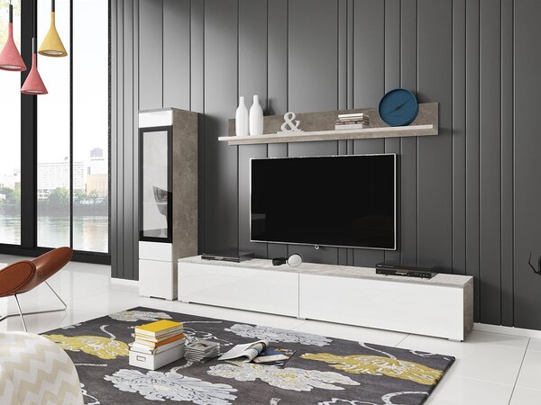 Mobilier living Selwyn I (beton + Alb lucios ) (fără iluminat). 1054028