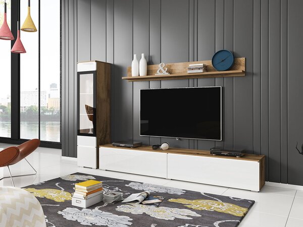 Mobilier living Selwyn I (wotan + Alb lucios ) (iluminat LED Alb). 1054035