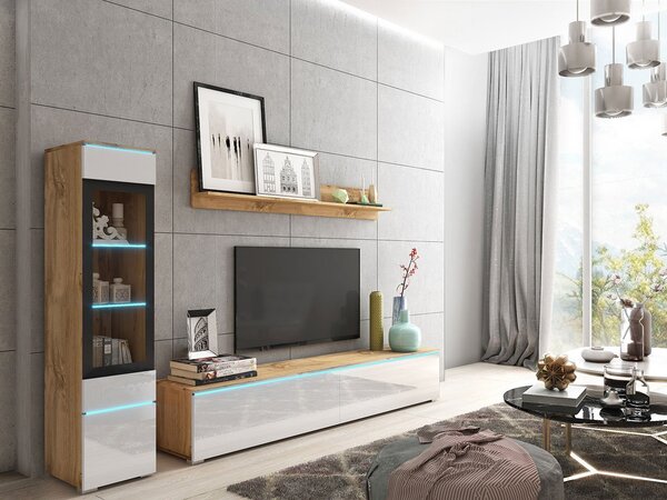Mobilier living Selwyn I (wotan + Alb lucios ) (iluminat LED Alb). 1054035