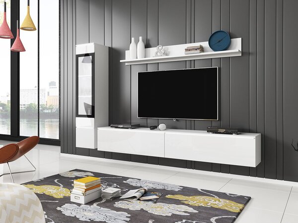 Mobilier living Selwyn I (Alb + Alb lucios ) (iluminat LED Alb). 1054032
