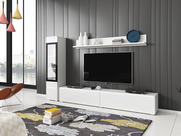 Mobilier living Selwyn I (Alb + Alb lucios ) (iluminat LED Alb). 1054032