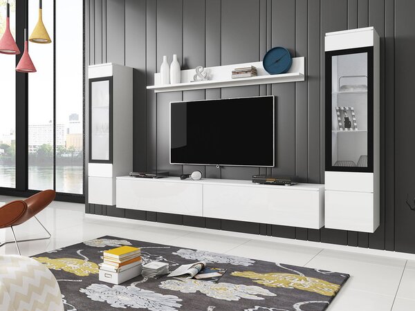 Mobilier living Selwyn II (Alb + Alb lucios ) (fără iluminat). 1054045