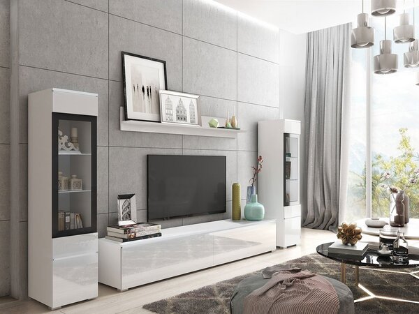 Mobilier living Selwyn II (Alb + Alb lucios ) (fără iluminat). 1054045