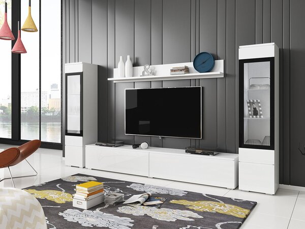 Mobilier living Selwyn II (Alb + Alb lucios ) (fără iluminat). 1054045
