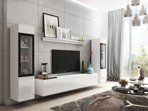 Mobilier living Selwyn II (Alb + Alb lucios ) (fără iluminat). 1054045