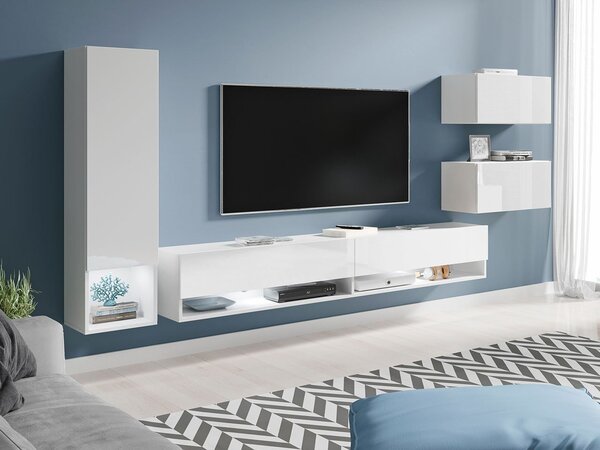 Mobilier living Wilandra (Alb + Alb lucios ) (fără iluminat). 1054037