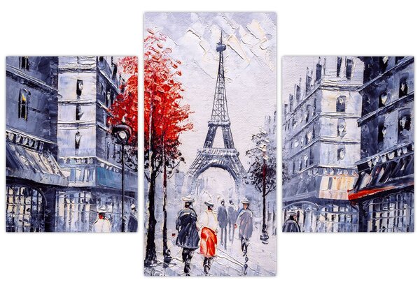 Tablou - Străzi din Paris, pictură în ulei (90x60 cm)