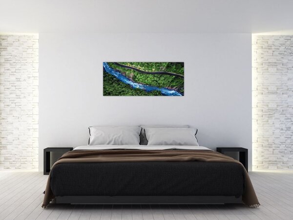 Tablou - Râu între munți, Caucaz, Rusia (120x50 cm)