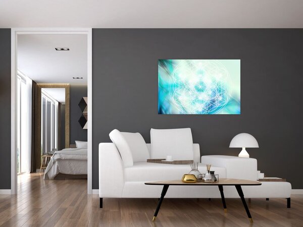 Tablou - Merkaba pe un fundal turcoaz (90x60 cm)