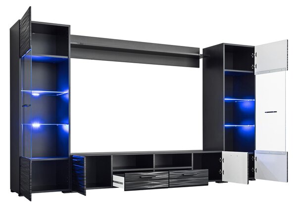 Mobilier living Beltrice (Negru + folie lucioasă). 1054282