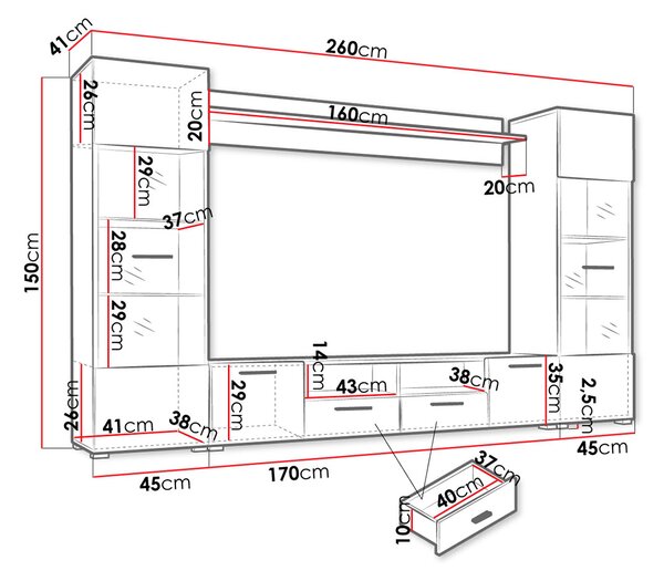 Mobilier living Beltrice (Negru + folie lucioasă). 1054282