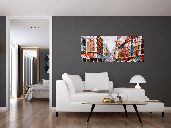 Tablou - Hong Kong, pictură în ulei (120x50 cm)
