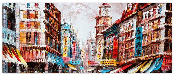 Tablou - Hong Kong, pictură în ulei (120x50 cm)