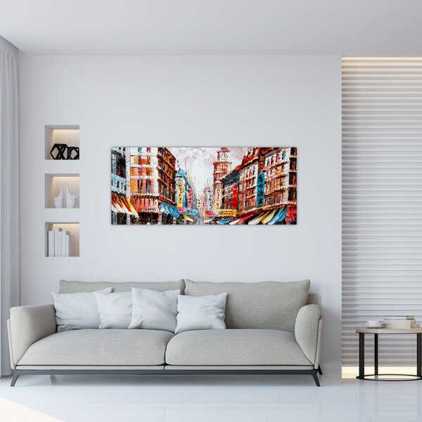Tablou - Hong Kong, pictură în ulei (120x50 cm)