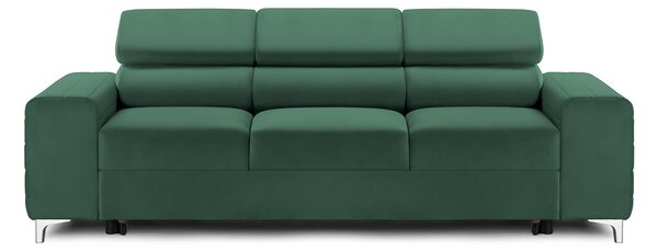 Canapea Extensibilă 3 locuri TIME NEW, cu tetiere reglabile, cu suport lombar, 255x97x94 cm, Verde-Padure-Velluto