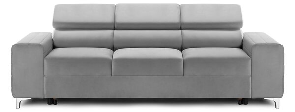Canapea Extensibilă 3 locuri TIME NEW, cu tetiere reglabile, cu suport lombar, 255x97x94 cm, Gri-Silver-Velluto