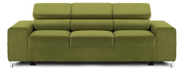 Canapea Extensibilă 3 locuri TIME NEW, cu tetiere reglabile, cu suport lombar, 255x97x94 cm, Verde-Olive-Velluto