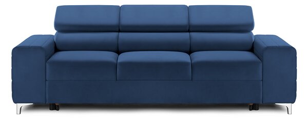 Canapea Extensibilă 3 locuri TIME NEW, cu tetiere reglabile, cu suport lombar, 255x97x94 cm, Albastru-Velluto