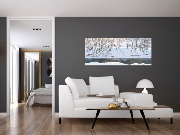 Tablou - Vulpe în peisaj de iarnă (120x50 cm)